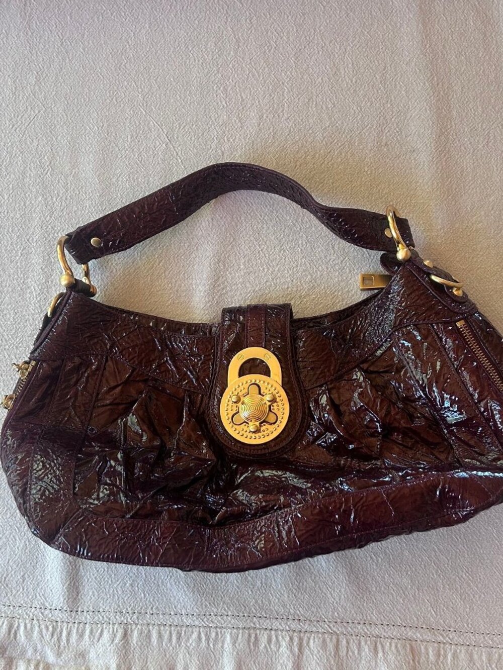 Steven by Steve Madden | Dark Burgundy Hobo Bag with Gold Details